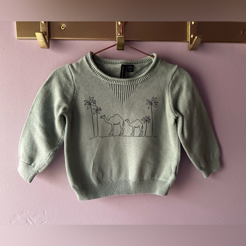 Janie and Jack Blue Camel Sweater Size 12-18 Months